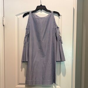 Avec Les Filles Navy Striped Cold Shoulder Dress